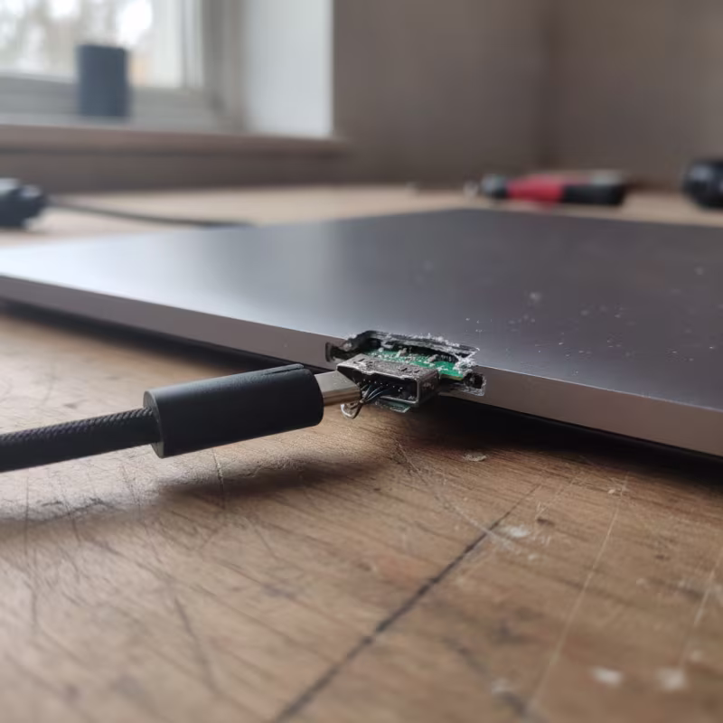 Daños en el conector de carga o en los puertos USB