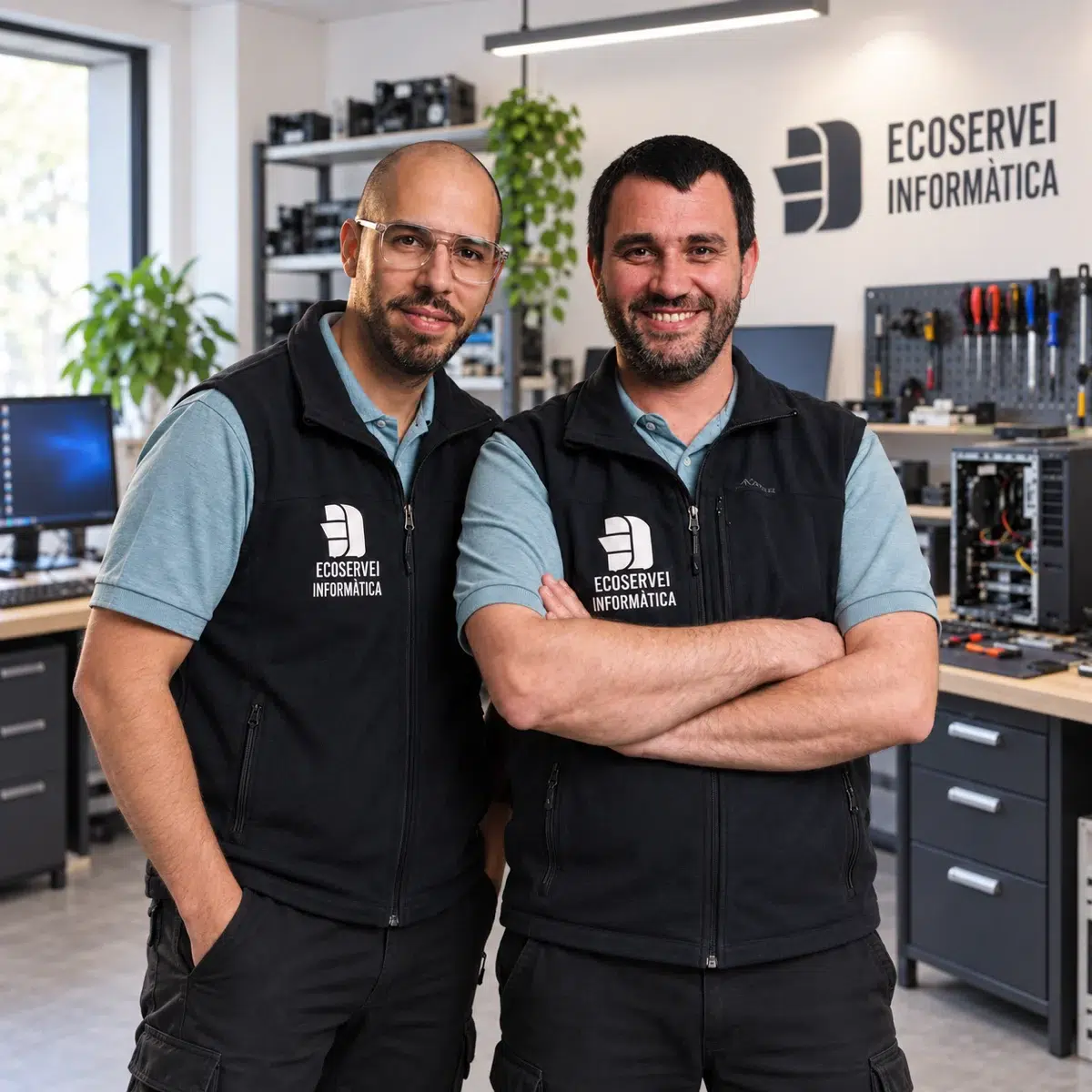 Equipo de reparación de ordenadores de Ecoservei en Barcelona