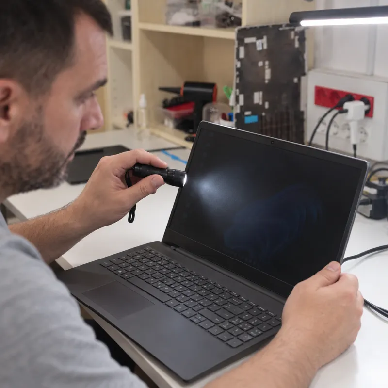 Prueba con linterna para saber si falla la retroiluminación de la pantalla del portátil